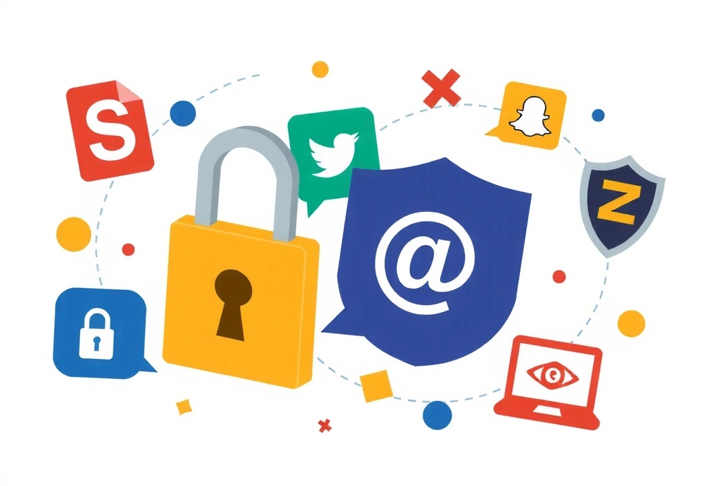 Icone astratte che rappresentano la proprietà intellettuale e la sicurezza online