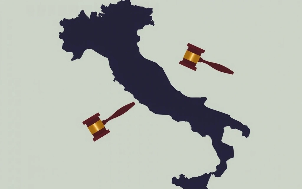 Mappa stilizzata dell'Italia con indicazioni legali